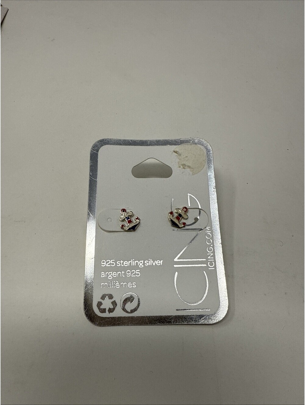 Red White And Blue Anchor Earrings